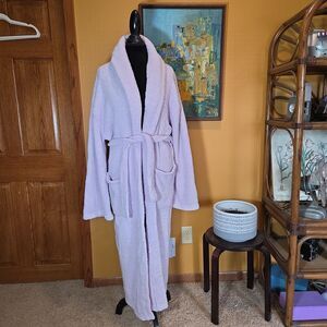 Kashwere Robe Women's Sz L Light Lavender Long Pockets Belted Quiet Luxury